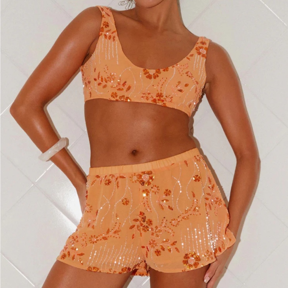 Peppermayo Orange Sequin set